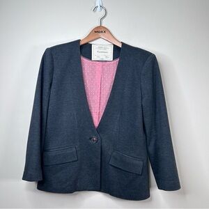 Cartonnier Anthro Cotton Blazer Sans Collar Single Button Contrast Lining Medium